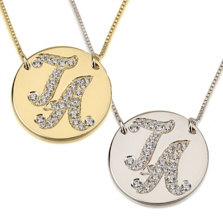 14K Gold Initial Disc Name Necklace