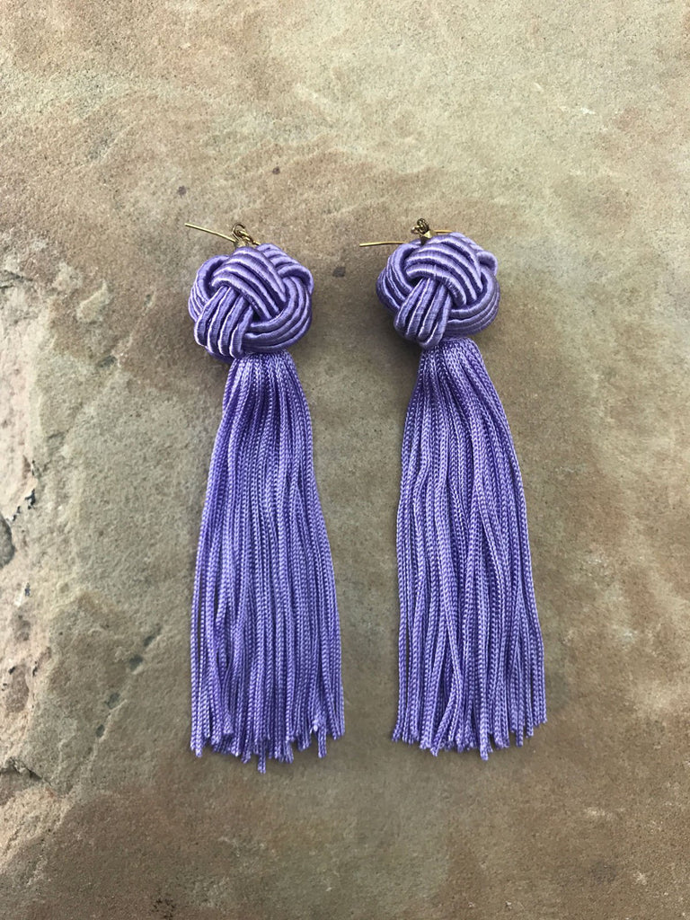 THE ASTRID KNOTTED TASSEL EARRINGS LILAC