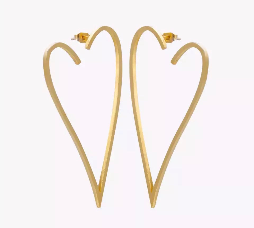 Classic Big Gold Heart Earrings
