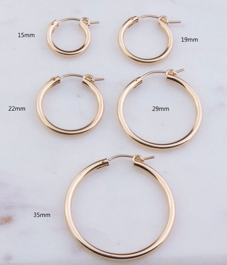 Gold Filled Tube Hoop Earrings
