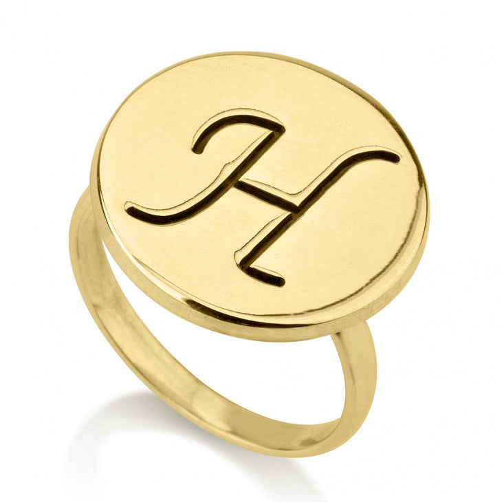 Engraved Initial Round Ring