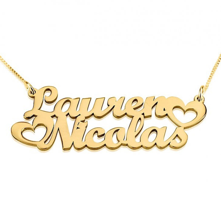 Two Names Nameplate Necklace
