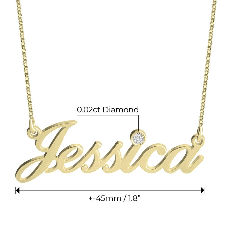 14K Gold Diamond Nameplate Necklace