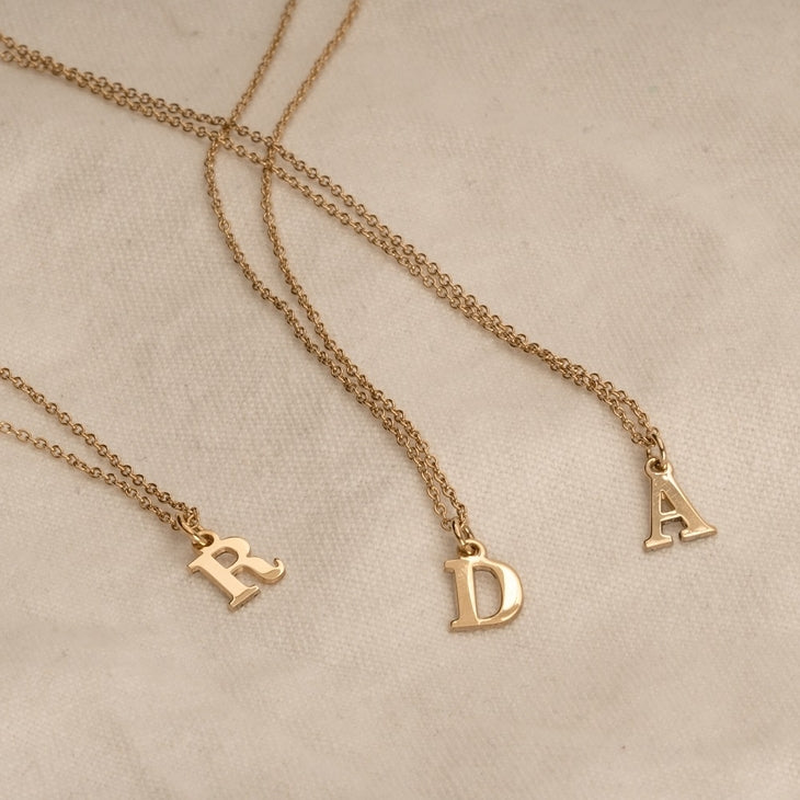 14K Gold Capital Initial Letter Necklace