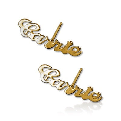 14K Gold Personalized Name Earrings