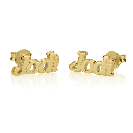 14K Gold Name Stud Earrings