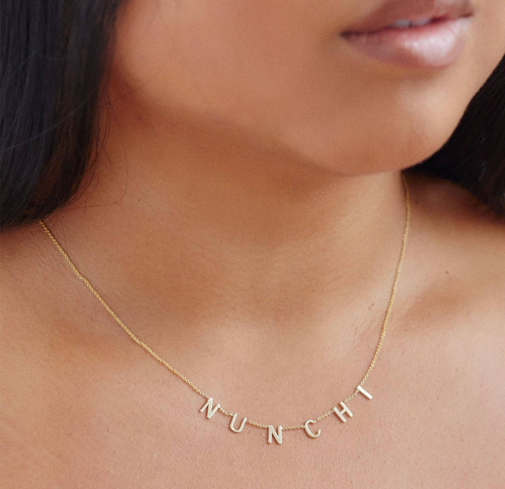 14K Gold Customizable Initial Name Necklace