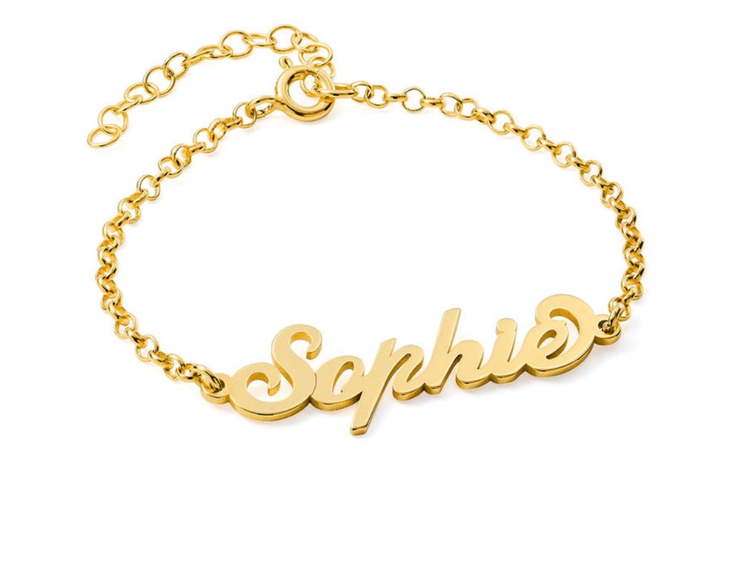 18k Gold Vermeil Carrie Style Name Bracelet / Anklet