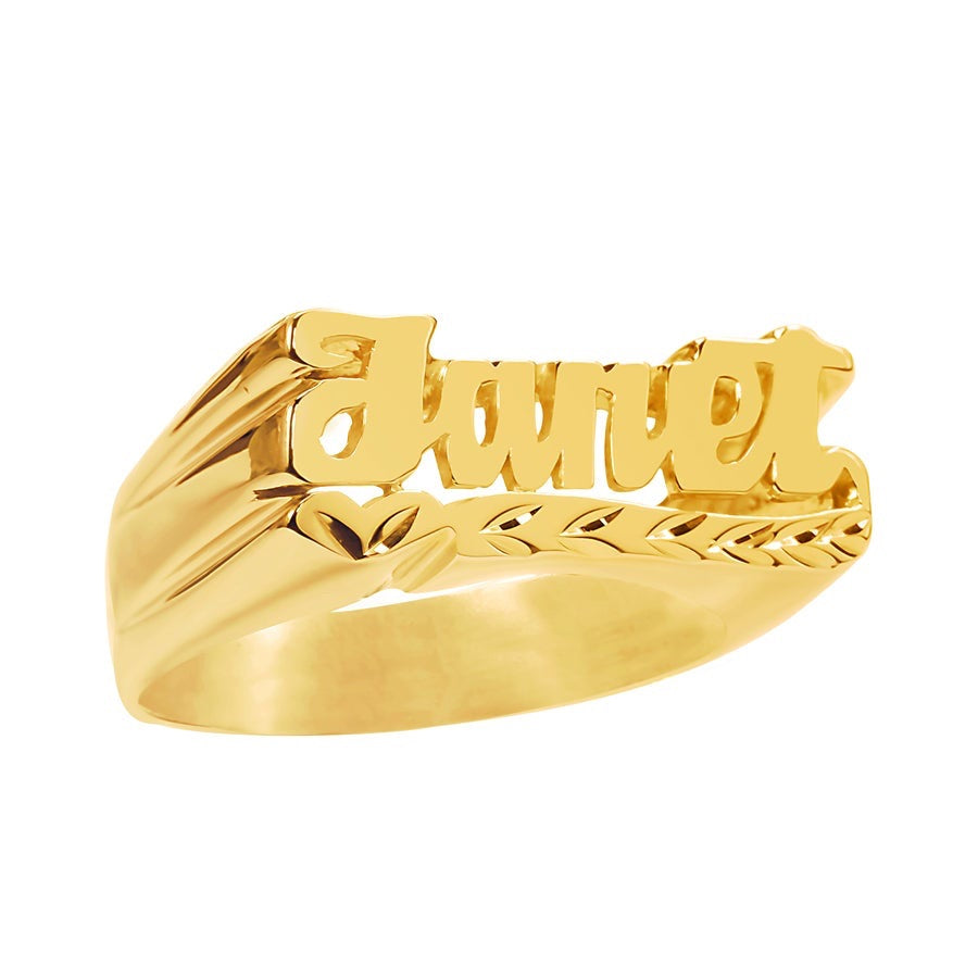 Name Ring with Diamond Cut