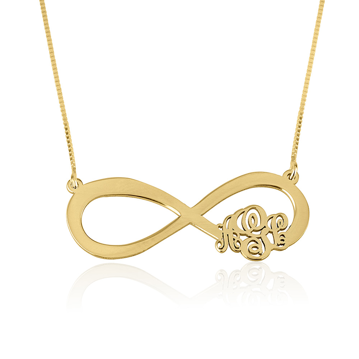14K Gold Infinity Monogram Necklace