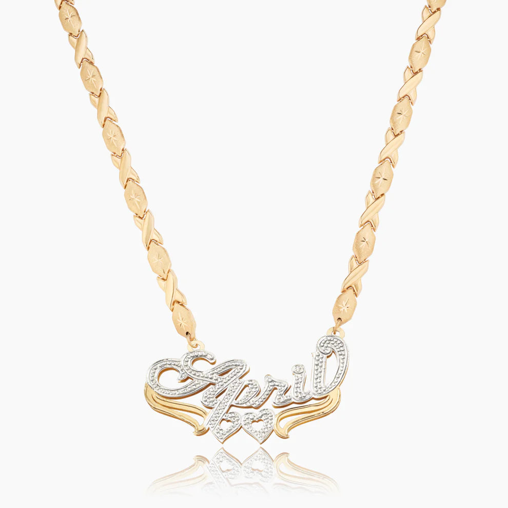 Double Plated Heart Nameplate Necklace