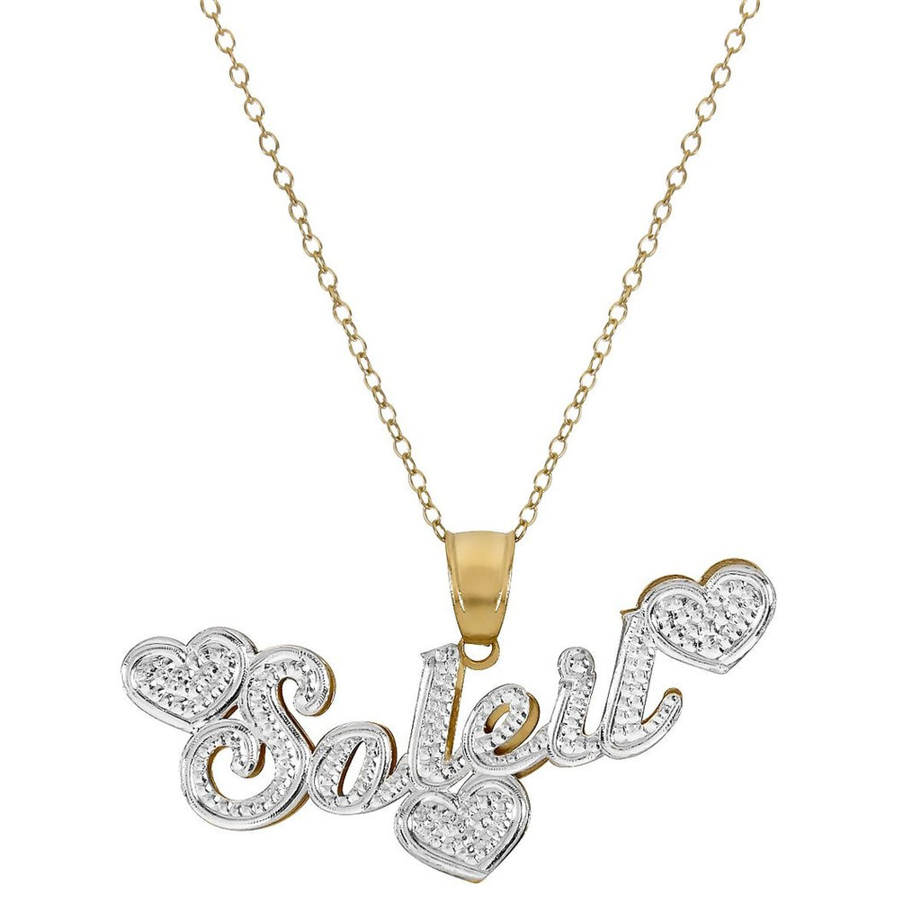 3 Heart Double Plated Nameplate Necklace