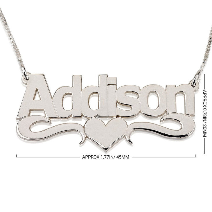 14K Gold Underline Heart Nameplate Necklace