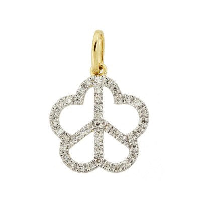 14K Gold Diamond Peace/Clover Charm