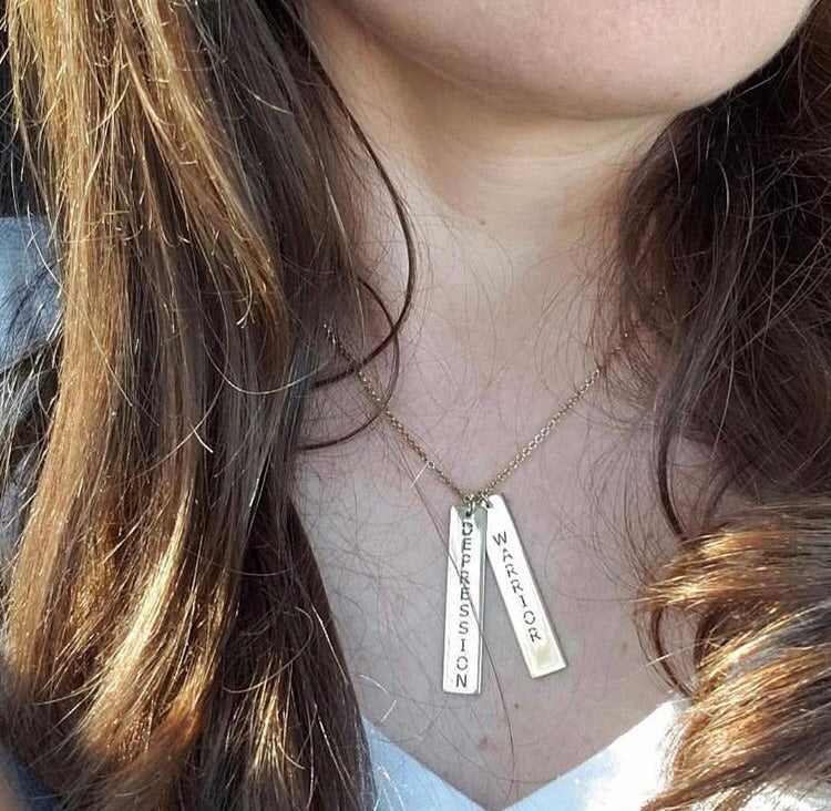 Two Engraved Vertical Bars Nameplate Necklace