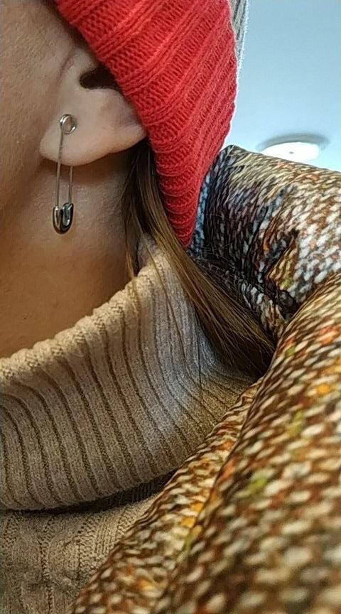 Safety Pin Long Earrings
